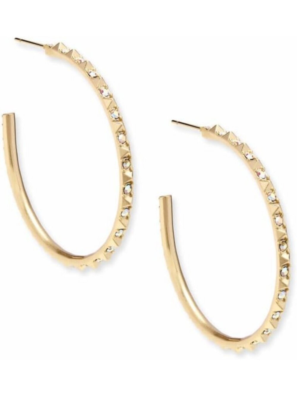 Chic Gold Hoop Earrings with Dazzling Gemstone Accents - Perfect for Any